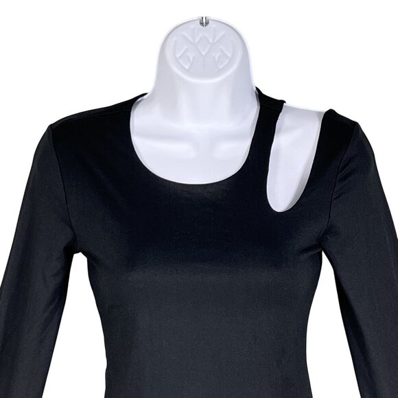 Anthropologie NWT Olive & Oak Womens S Black Long Sleeve Asymmetrical Cutout Top - Picture 4 of 16